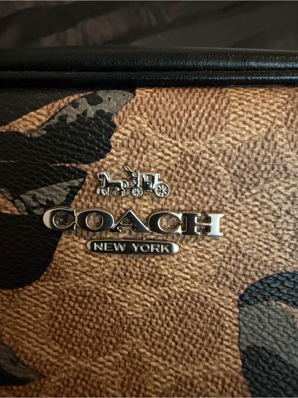 Coach Brown Floral Print Crossbody with Black Strap - Picture 8 of 8